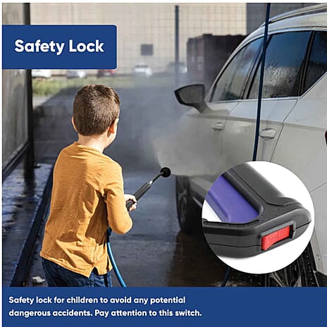 High-Pressure Washer with Hose Reel and Adjustable Nozzle (1900W) - Blue - Black